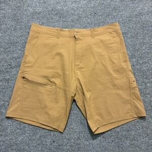 Reel Life Mens Cargo Shorts Size XL Khaki Stretch Flat Front Zip Pocket Mid Rise